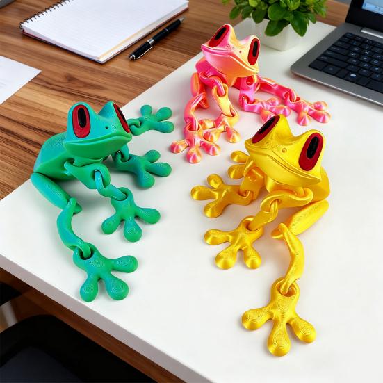 3D Printed Frog Refrigerator Magnet Movable Joints Frog Fidget Toy