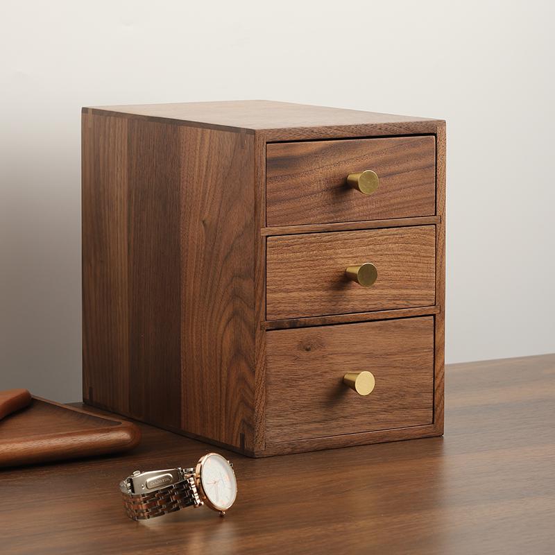 Walnut wood drawer-style small box desktop coffee table, retro storage box for storing solid wood ornaments