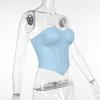 Women's Fashion Bust Cups Faux Denim Tube Top Spice Girl Girdle Waist Show Bust Top