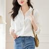 Cotton Womens Long Sleeve Shirt With Button Closure For Office Wear