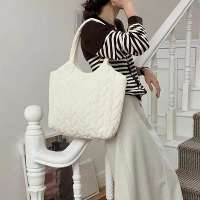 Fashion Quilted Embroidery Thread Handbag Lightweight Puffy Top-Handle Bag Large Capacity Ladies Shopper Totes Shoulder Bag