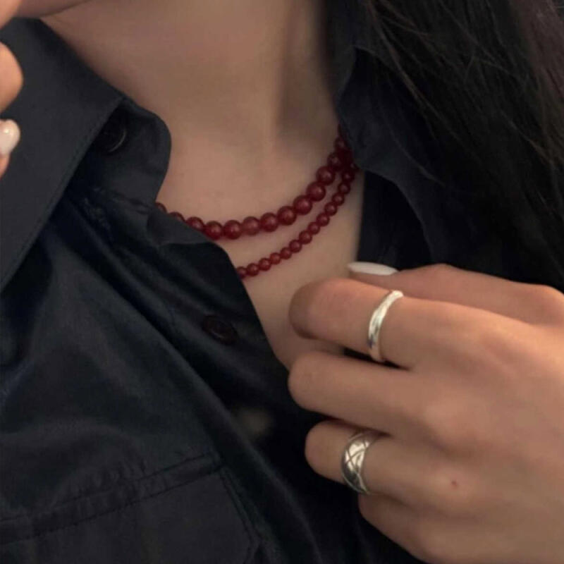 Cresel Red Jamano Gemstone Bead Necklace