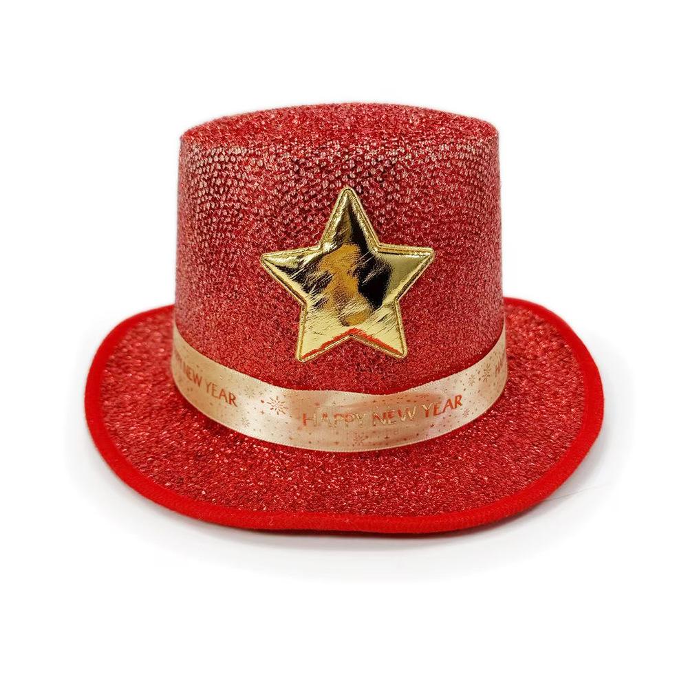 

Colorful Glitter Hat Eye-Catching Lincoln Top Hat Disco Hat High-Quality For Party Birthday Masquerade червоний