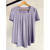 Women's Square Neck Puff Sleeve Textured Top Casual Short Sleeved T-shirts