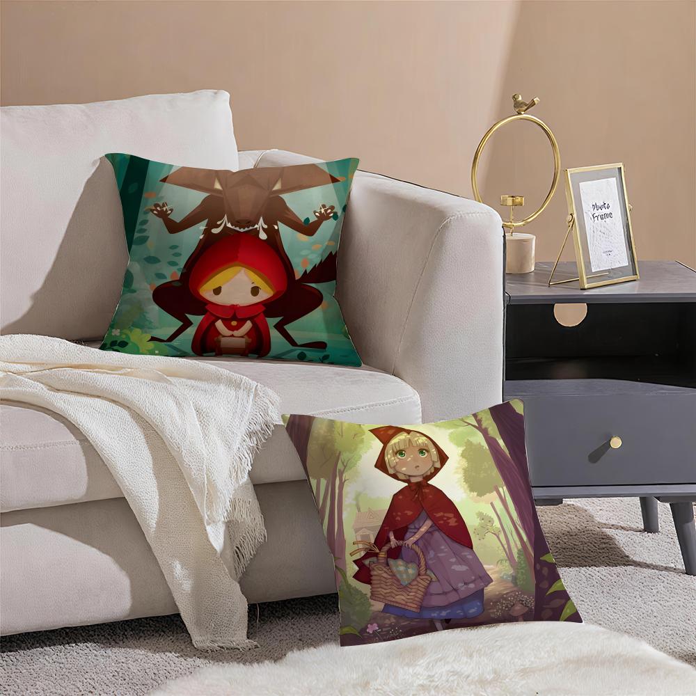 Cute Little Red Riding Hood Cushion Cover Pillowcase Short Plush Invisible zipper Room Sofa Cushion Cover