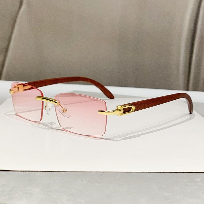 Brand Designer Small Rectangle Rimless Sunglasses for Men Women Trendy Driving Sun Glasses Ladies Travel Eyewear UV400