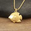 Nidin Simple Fashion Fish Shape Charm Pendant Necklace 3 Styles For Women Men Copper Micro Inlaid Zircon Daily Party Jewelry