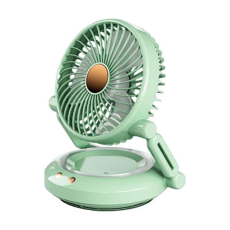 

Вентилятор для кемпинга со светодиодным фонарем, 3-скоростные портативные вентиляторы с батарейным питанием 2400 мА, вращение на 90 °, 2400 mAh зелёный