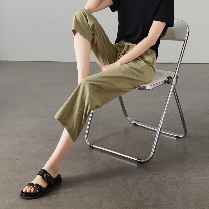 SOFSIL Women's Casual High-Waist Straight-Leg Cropped Pants