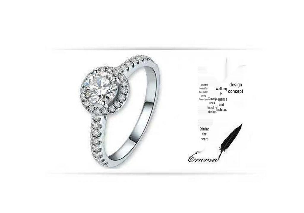 18K Gold Round Moissanite Ring with D Color Super White Moissanite and Diamond Certificate