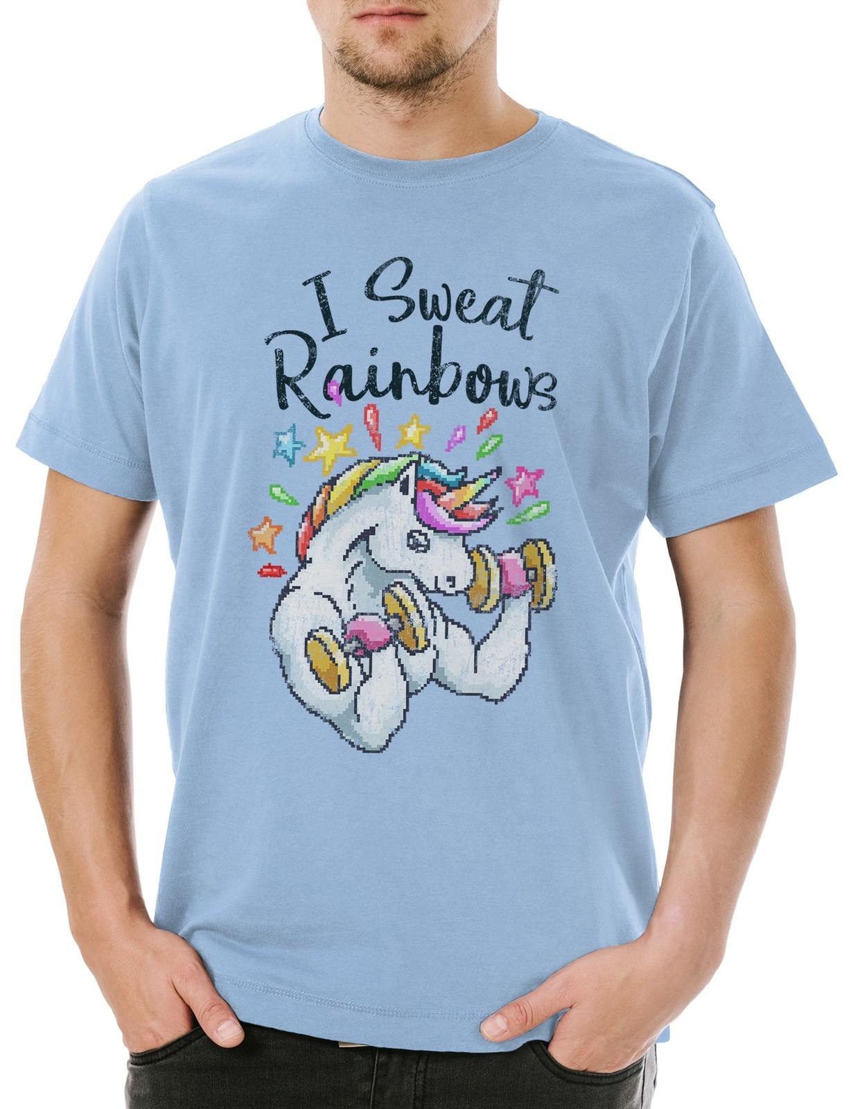 I Sweat Rainbows Herren T-Shirt Gewichtheber Einhorn Unicorn Body Building Gym L