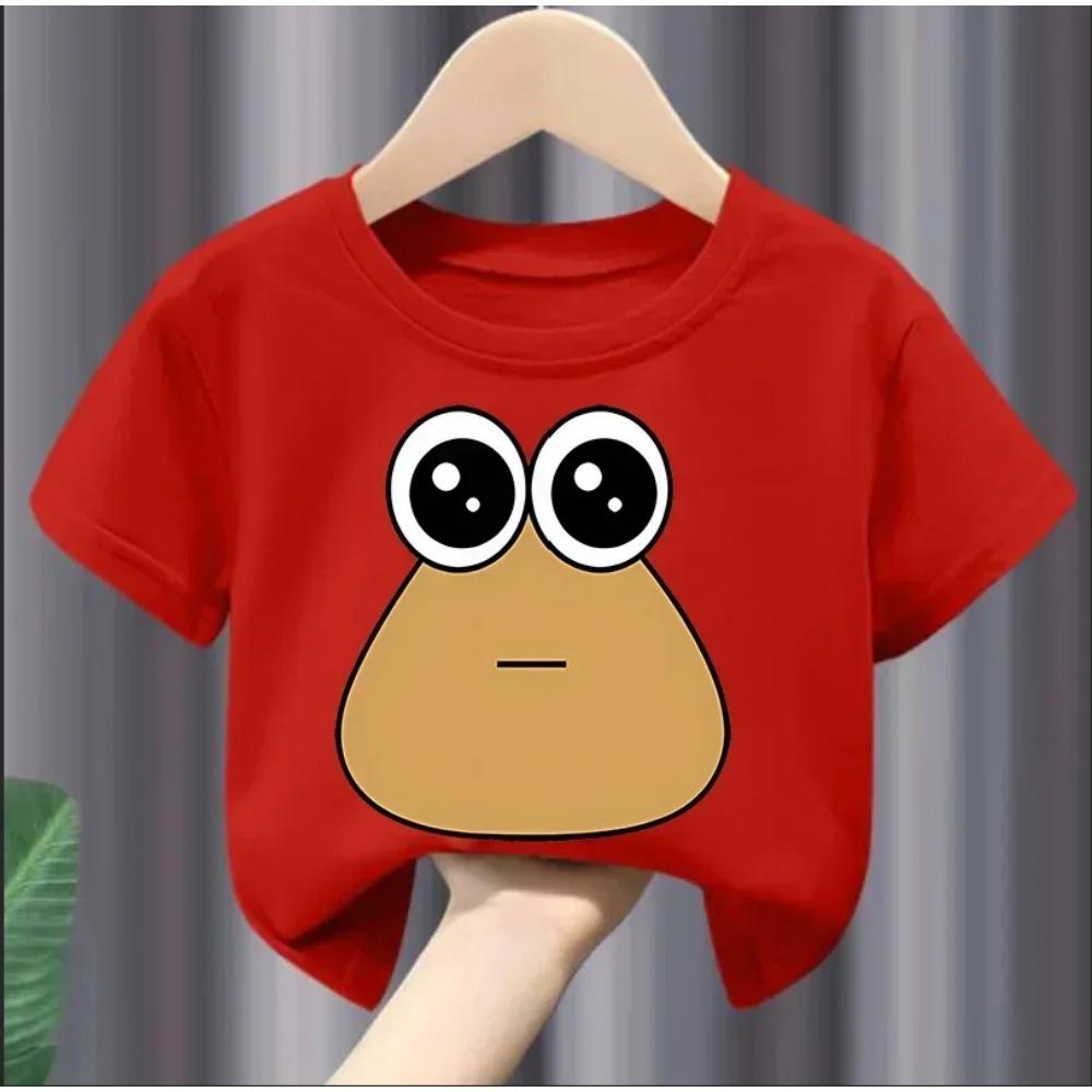 Christmas Cute My Pet Alien Pou Print Kids T-shirts Cartoon Summer Short Sleeve Baby Tees Tops Boys Girl Clothes Tshirts Y2k