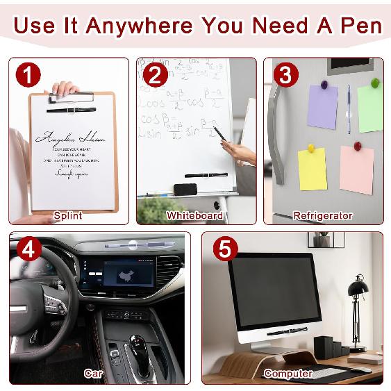 Jeffdad 4 Pcs Silicone Magnetic Pen Pencil Holder, Multicolor, 569778 3 DWxwy9Q9m