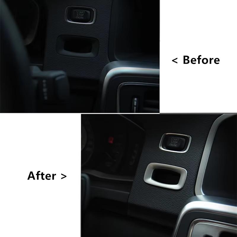 Car Console Keyhole Frame Decoration Key Hole Trim For Volvo S60 V60 XC60 V40 Stainless Steel Sticker Interior Accessories
