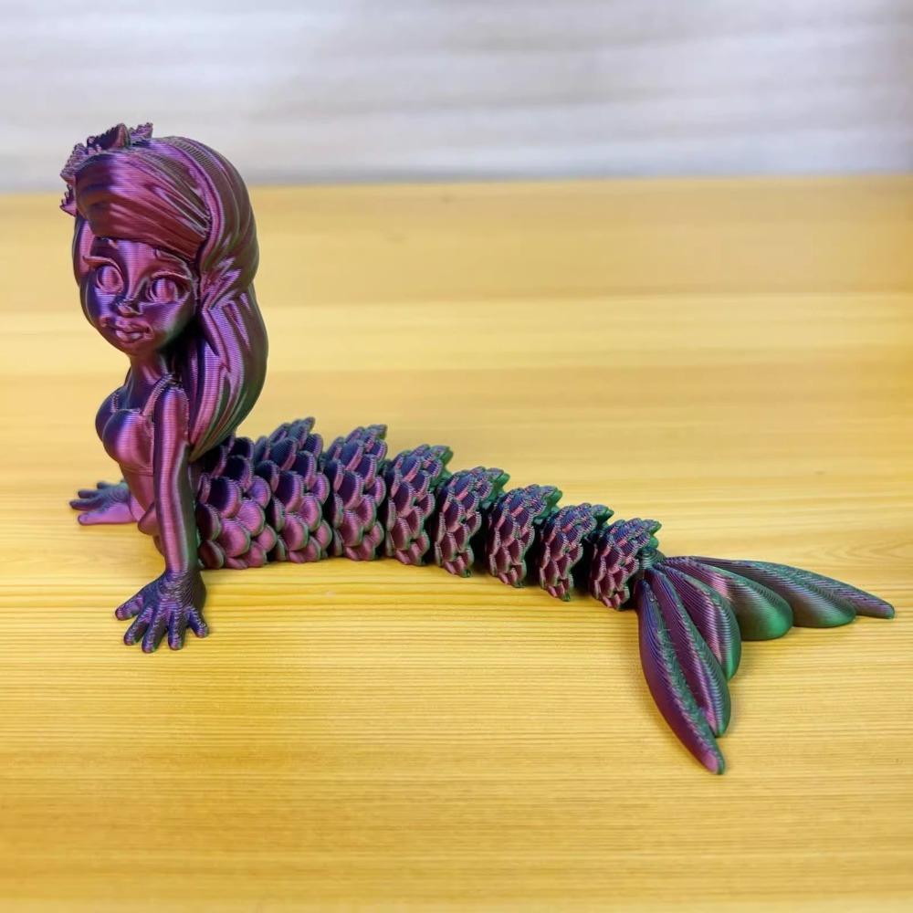 Plastic 3D Printed Mermaid Figurine Multi-jointed 6 Colors Mermaid Desktop Ornaments Movable Articulated Fidget Toy