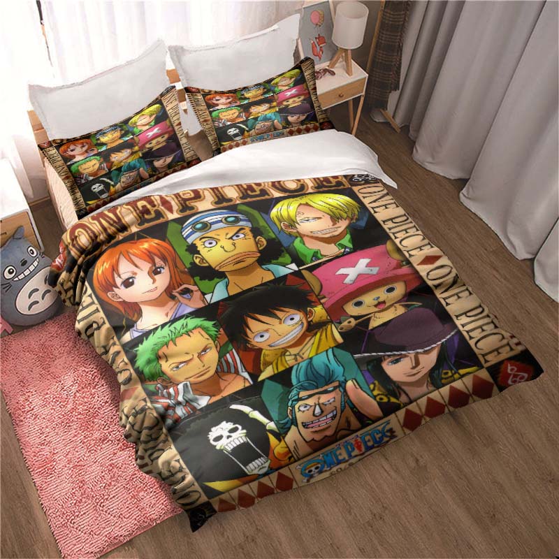 2026 NewComfortable Bedding Set Featuring the Cartoon Character Monkey D. Luffy, Including Duvet Cover and Pillowcases;