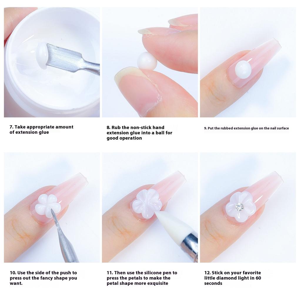 Nail Art Extension Glue, Solid State Non-stick, Hand Engraving and Shaping, Paper-free Tray, Quick Extension Nail Patch, Special for Nail Salons