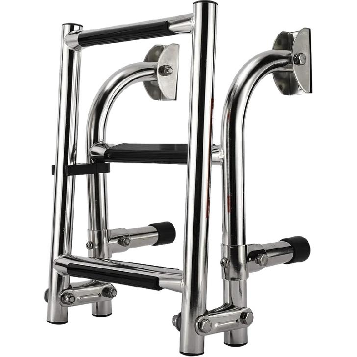 4 Steps Folding Boat Ladder Stainless Steel Marine Pontoon 2+2 Step for Marine Boat Yacht