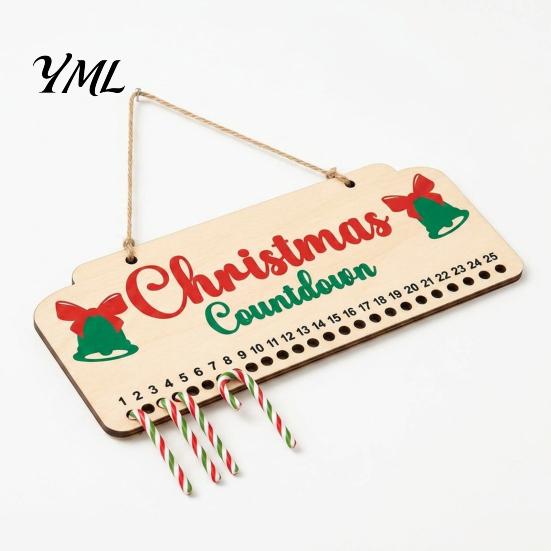 Rustic Wooden Holiday Decor Christmas Advent Calendar, Hanging Countdown Board with Candy Dates, Festive Wall Decoration for Home, Ornament
