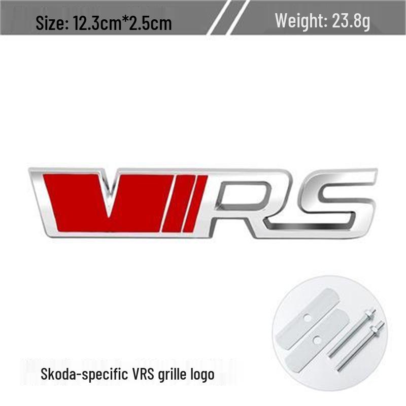 Volkswagen Skoda RS Emblem Set: Octavia Rapid Grille, VRS Fender, Metal Tail & Body Stickers