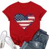 Adults Casual Daily Round Neck Independence Day  Printed Short Sleeved T-shirt Letter Top