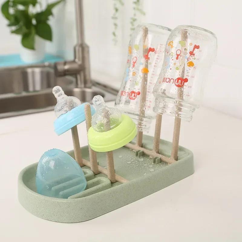 Baby Bottle Wheat Straw Drying Rack Feeding Cup Holder Removable Rack Cleaning Pacifiers Accessories Storage Drying Shelf Clean