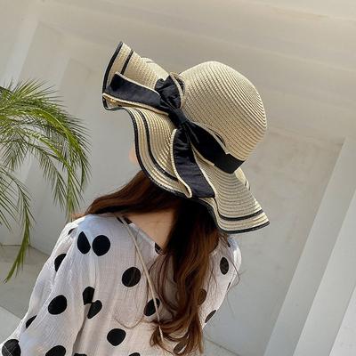 Large Sunscreen Bucket Hat Bohemian Fisherman Hat Elegant Straw Weave Sun Hat Ladies/Girls