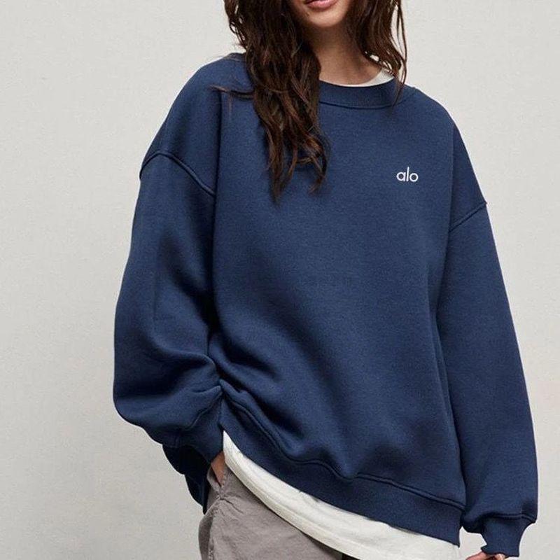 Alo Yoga Autumn/Winter Women's Oversized Solid Color Fleece Pullover Hoodie