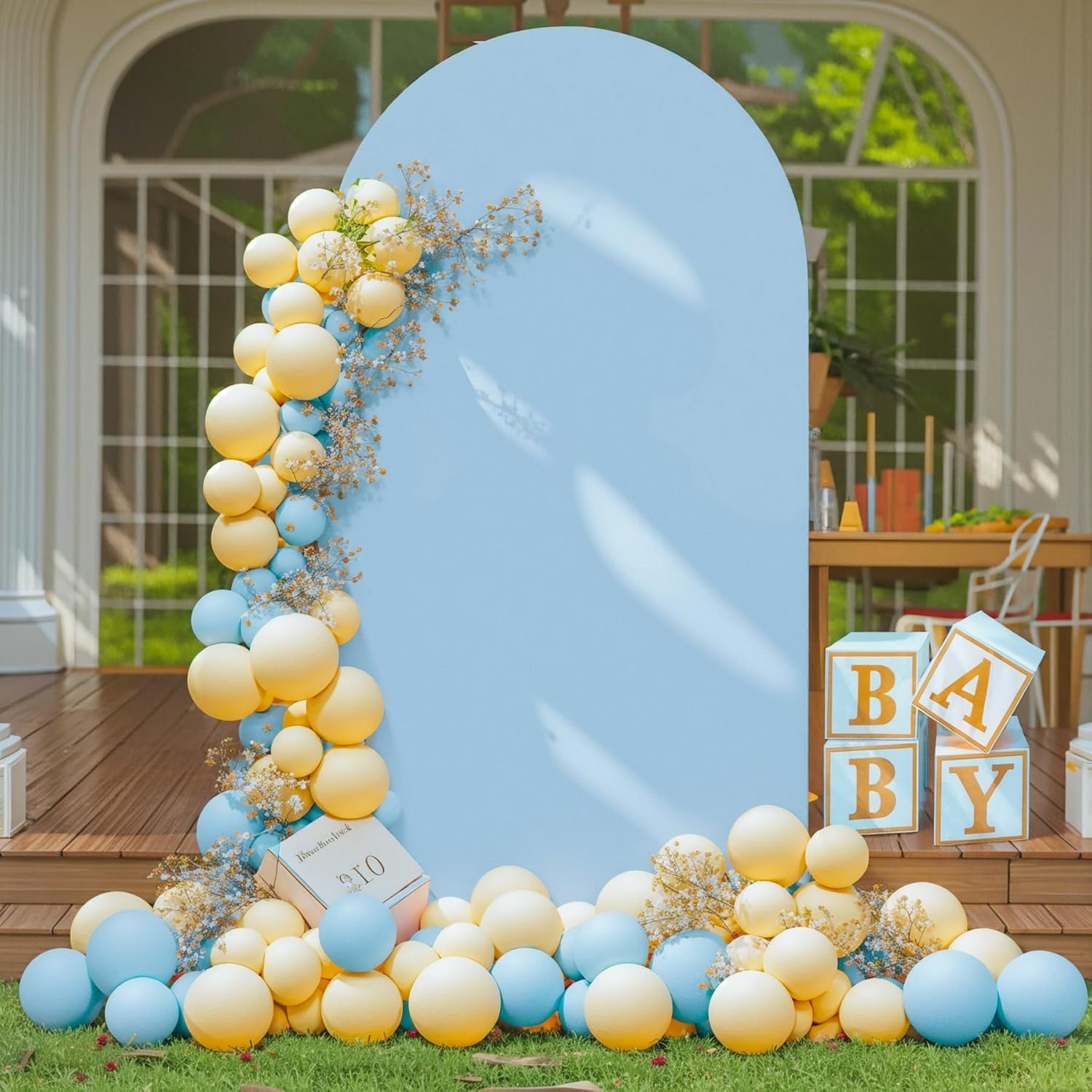 

Arch Backdrop Cover, Wedding Arch Cover Stretchy Backdrop for Birthday Banquet Birthday Party Arch Stand Covers Decor Spandex 7.2FT 120x220cm дитини синього кольору