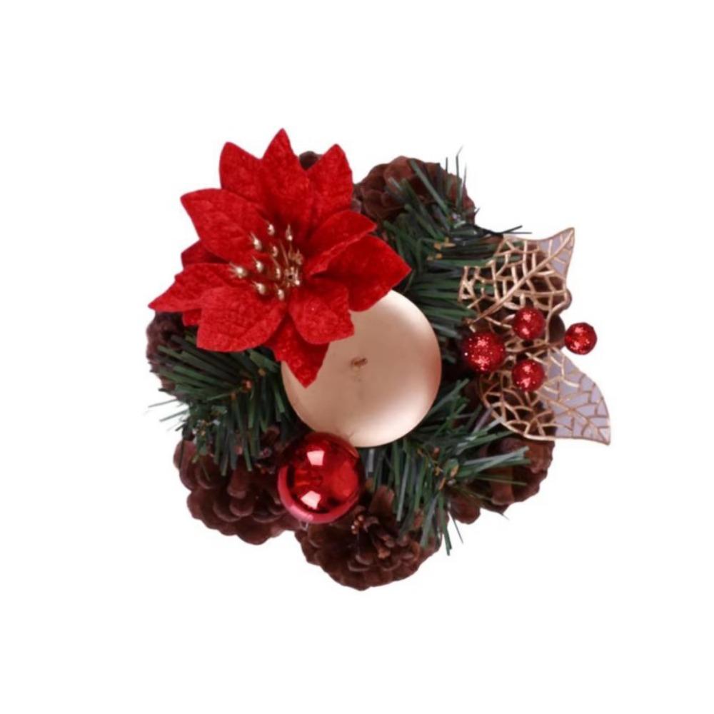 Stable Christmas Wreath Candle Holder Safety Flower Aromatherapy Candlestick  Living Room
