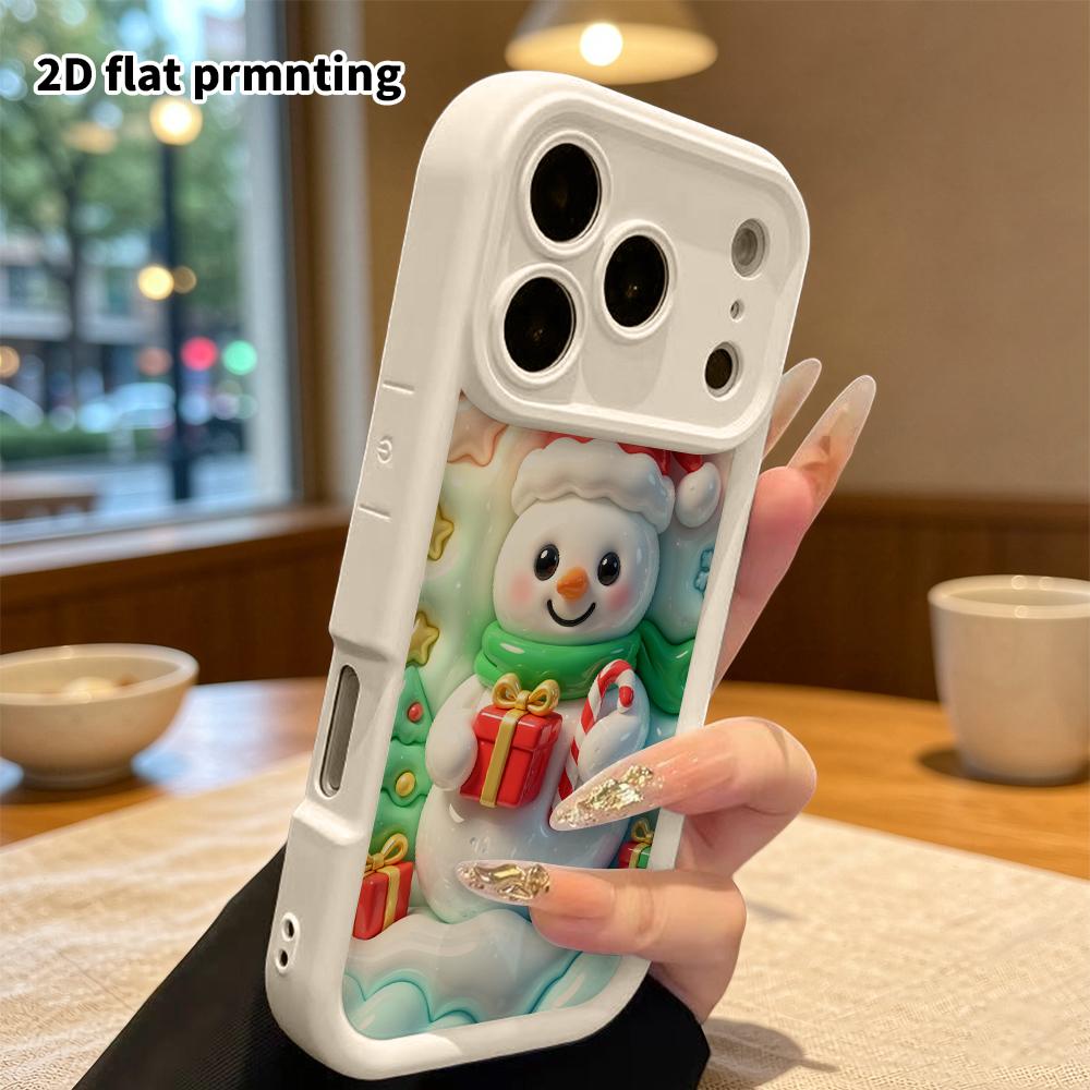 Phone case: 2D flat design, suitable for iPhone 18, 17, 16, 15, 14, 13 Pro protective cases, Christmas snowman, perfect Christmas and Halloween holida