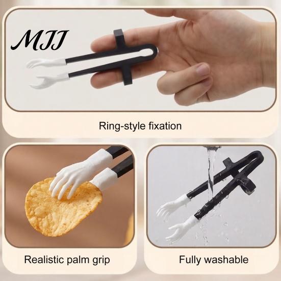 Finger Ring Snack Clips for Gaming Chopsticks Gaming, Finger-Mounted Fork Tongs with Mini Hand Funny Palm Shaped Design, No-Touch Clip Chips