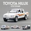 1/32 Scale TOYOTA Hilux Pickup Truck Toy Car Model Diecast Alloy Vehilce Miniature Pull Back Sound & Light Collection Gift Children