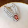 Flower Multilayer Jewelry Set Shining Women's Necklace Pearl Necklace Earring Set  Women