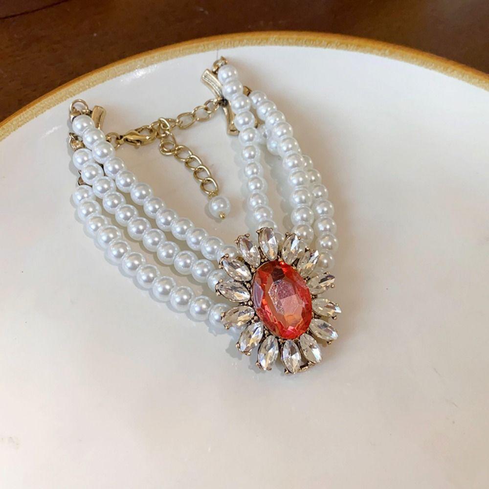 Flower Multilayer Jewelry Set Shining Women's Necklace Pearl Necklace Earring Set Women