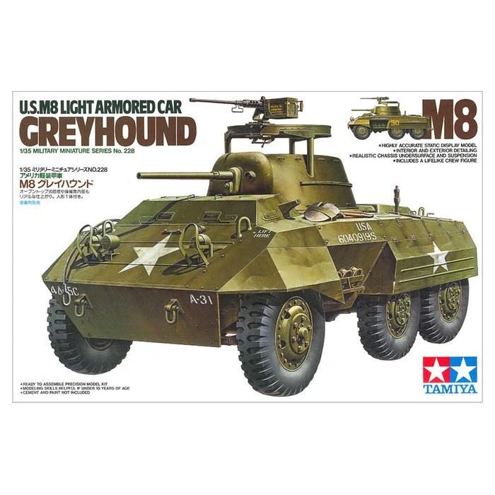 Tamiya 1/35 Military Miniature Series No.228 US Army M8 Greyhound Light Armored Car Plastic Model 35228