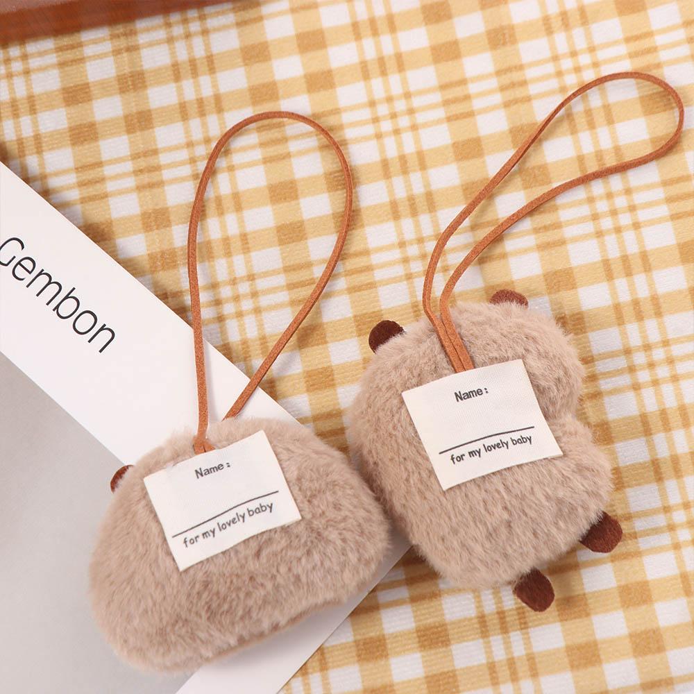 Brown Cell Phone Chain Furry Car Pendant Name Sticker Plush Pendants Bag Decoration