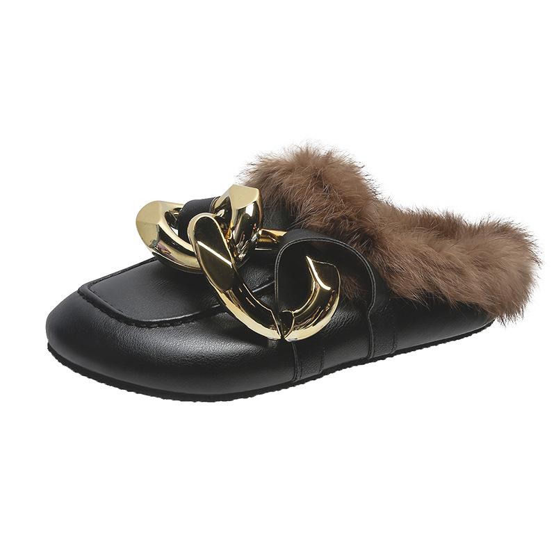 Autumn and Winter Fashion Plush Slippers Plus Size Women's Casual Slippers Loafers for Women