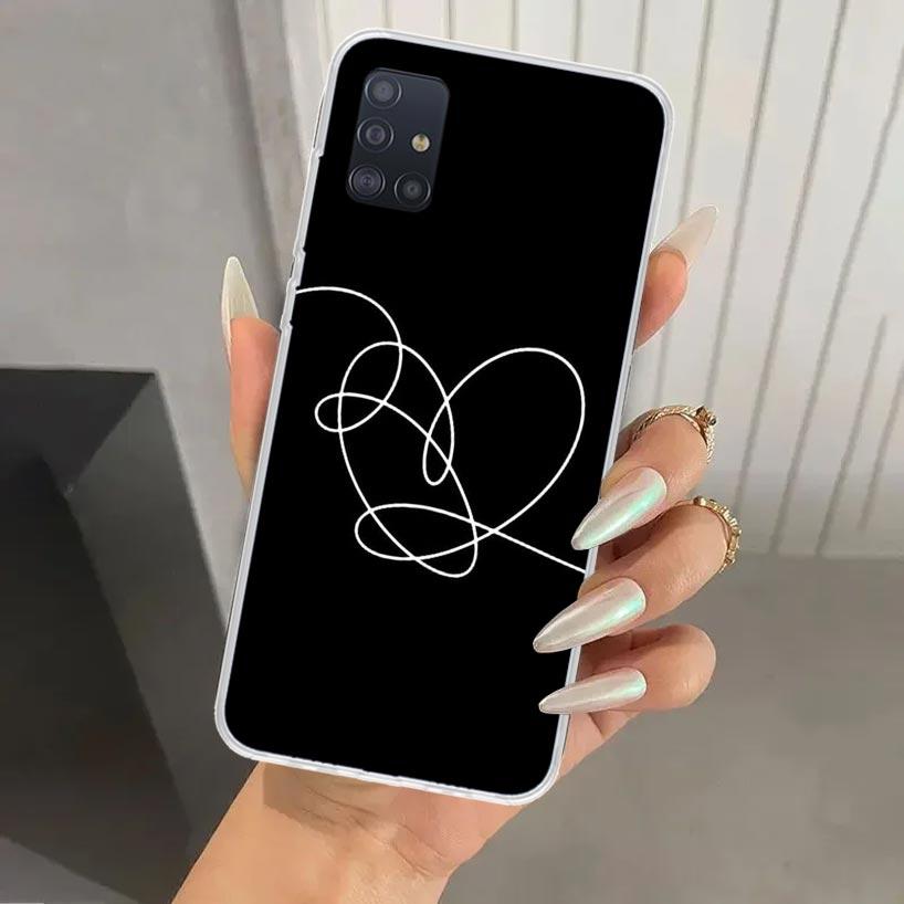 Love Yourself Flower Heart Line Kpop Phone Case for Samsung Galaxy A52 A32 A22 A12 A02S A50S A30S A10S Note 20 Ultra 10 Plus S10