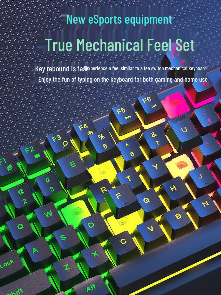 Silent Wired Mechanical-Feel Keyboard and Mouse Set for Gaming, Office, and Desktop Use