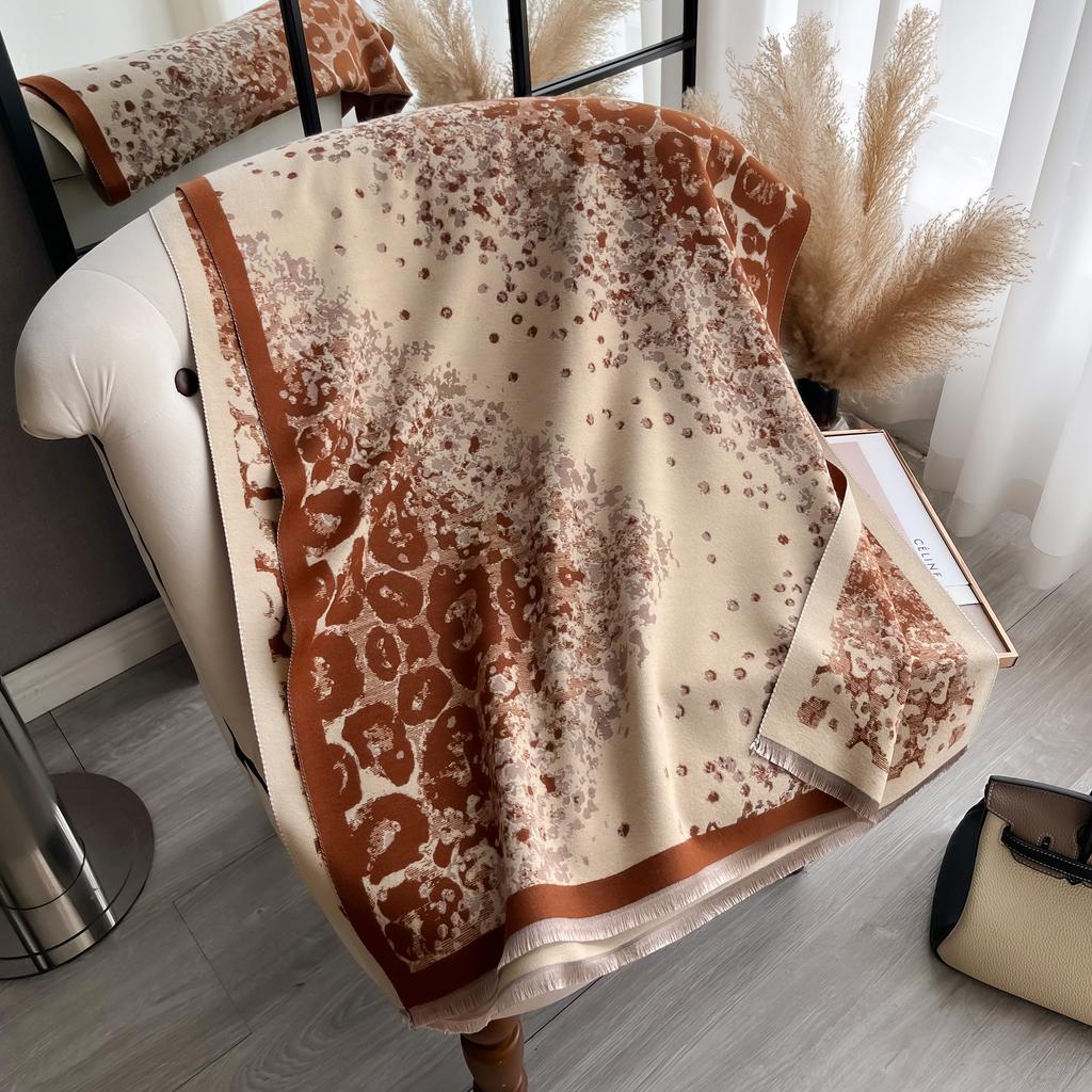Thick Floral Scarf Pashmina Cashmere Travel Blanket Shawl  Comfortable Wrap Shawl Autumn Winter Elegant Coldproof Warm Scarf