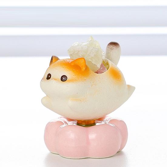 Rotating Cat Figurine Bring Good Luck Healing Stone Holder Stress Relief Desk Toy Home Office Desktop Kitten Decoration