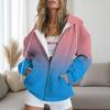 Womens Gradient Striped Hooded Zip-Up Sweatshirt Casual Oversized Long Sleeve Top Fall 2025