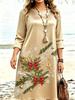 Christmas Dress Women Casual Pullover Snow Print Mini Dress Lady Autumn Long Sleeve Party Dresses Female Xmas Mini Dress Winter