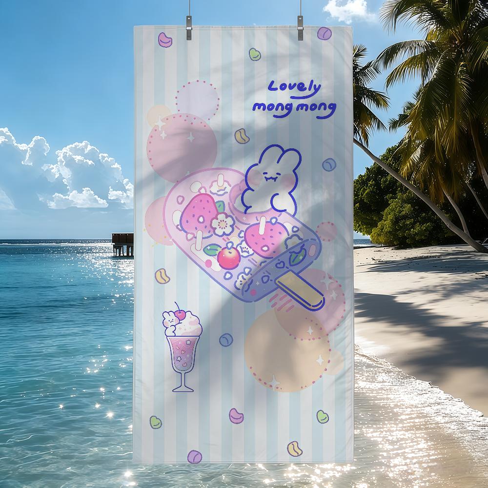 

Cute Mongmong Rabbit Cartoon Towel Quick Drying Beach Towels Are Suitable For Swimming Pools Camping Yoga And The Gym W40*H60(CM)
