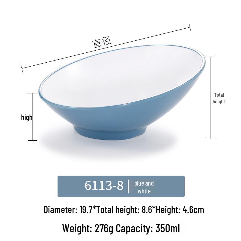 Velká šikmá melaminová mísa - Imitace porcelánu pro horký hrnec, salát a dochucovadla