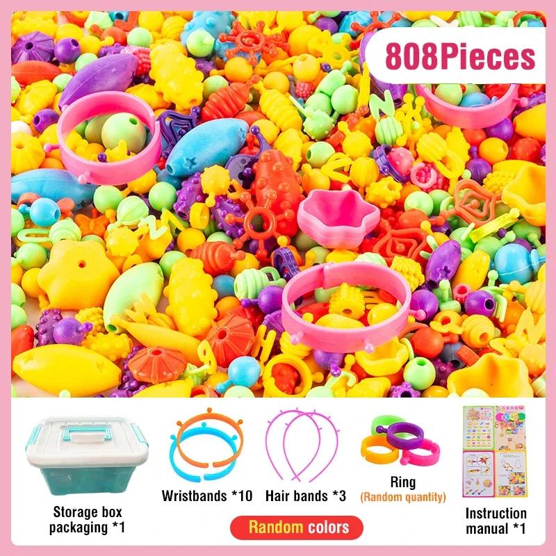 1008/508 Pieces Girl Beads Jewelry Making Kit DIY Handmade Toy Accessory Necklace Bracelet Creative Crafts Toys Christmas Gifts
