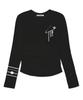 ESCAPEFROM Time Clip Print Slim Fit Shirred Long Sleeve [4 Colors]