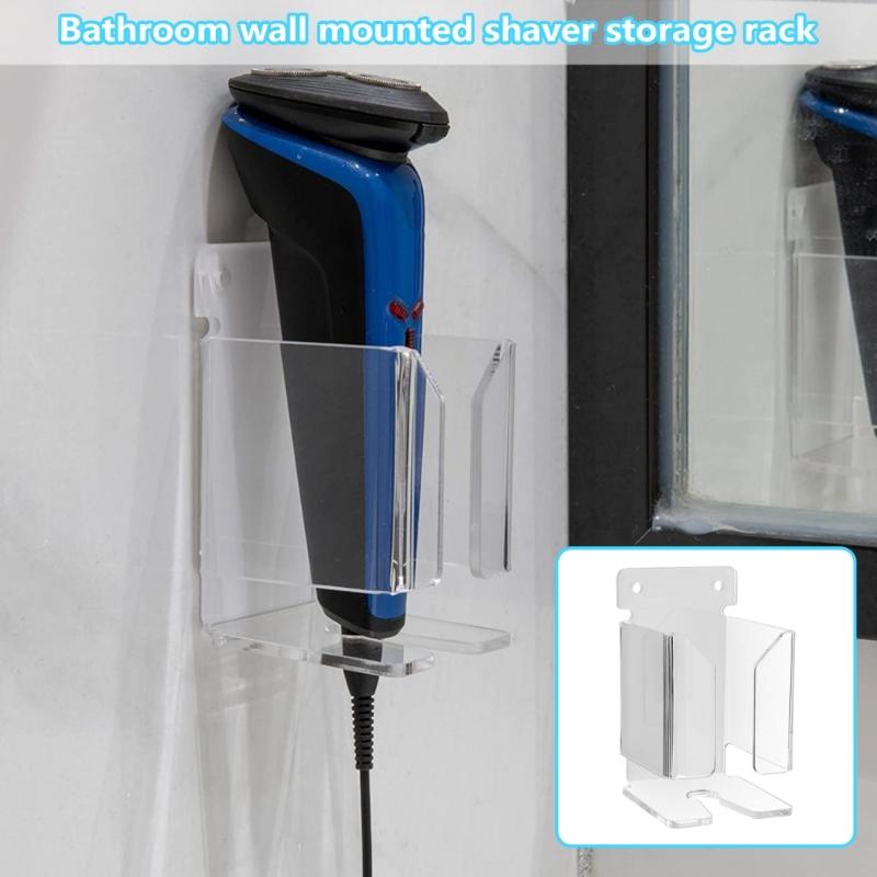 Wall Hanging Acrylic Shaver Storage Rack Acrylic Bathroom Razors Organizers Wall Mounted Space Saving Shaving Tool Shelf