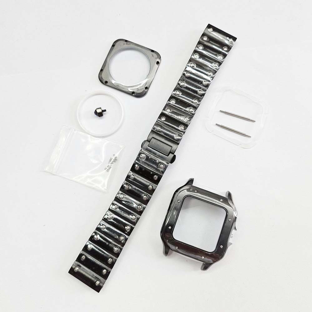 38mm Plating Square Watch Case Mineral Glass Stainless Steel Strap Watches Accessories for NH35 NH36 4R Movement
